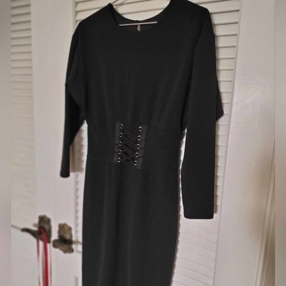 Express Repreve Black Dress Corset Detail Size Small Back Zip
